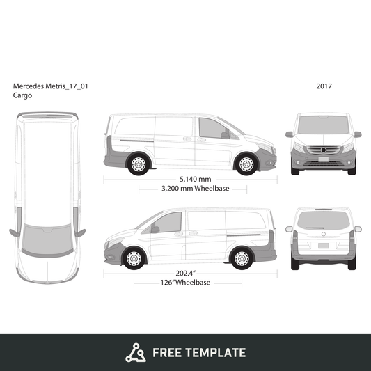 2017 Mercedes Metris free vector vehicle wrap template - GravBase