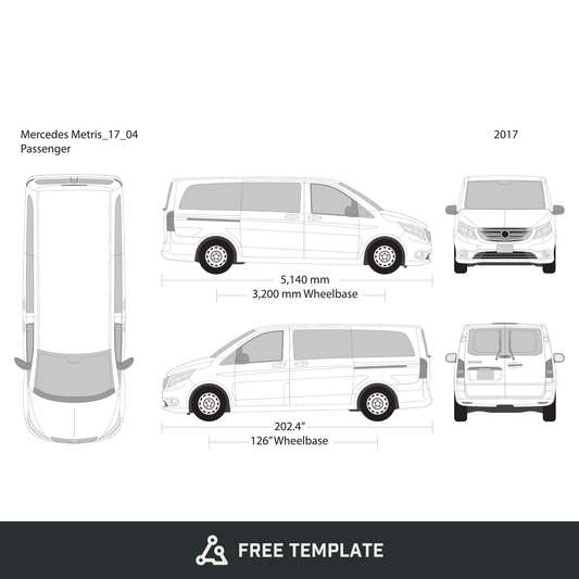 2017 Mercedes Metris free vector vehicle wrap template - GravBase