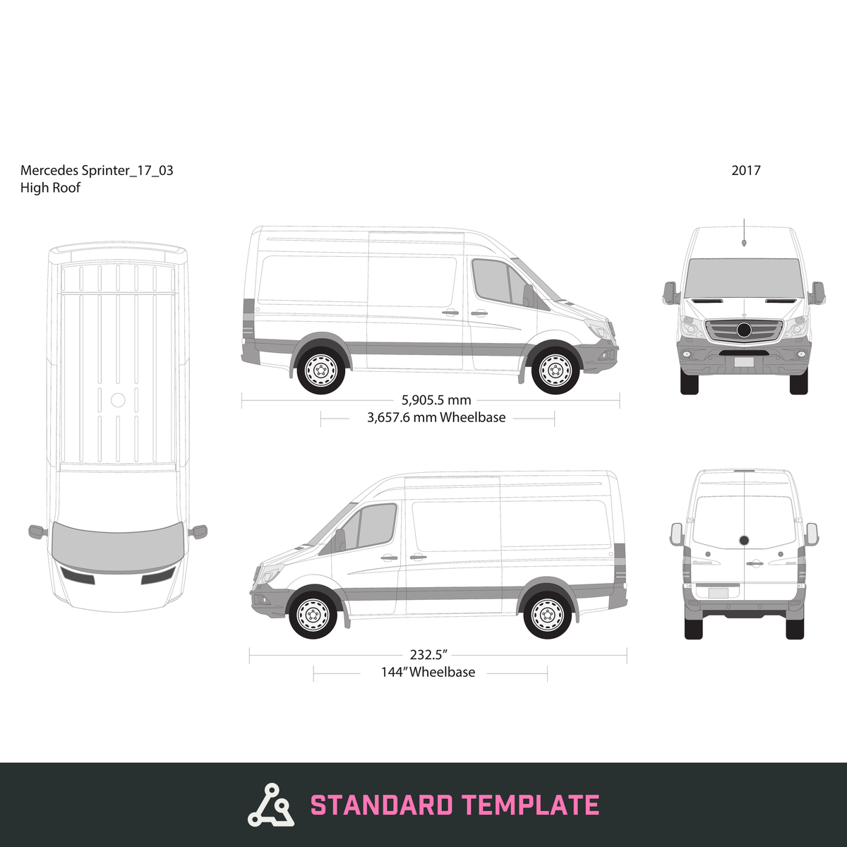 2017 Mercedes Sprinter vector wrap template V03, Design-Ready PDF - GravBase