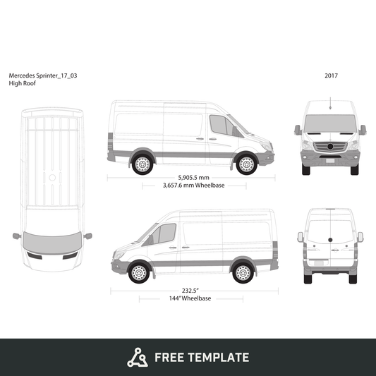 2017 Mercedes Sprinter free vector vehicle wrap template - GravBase