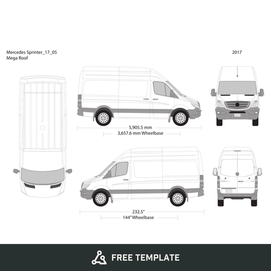 2017 Mercedes Sprinter free vector vehicle wrap template - GravBase