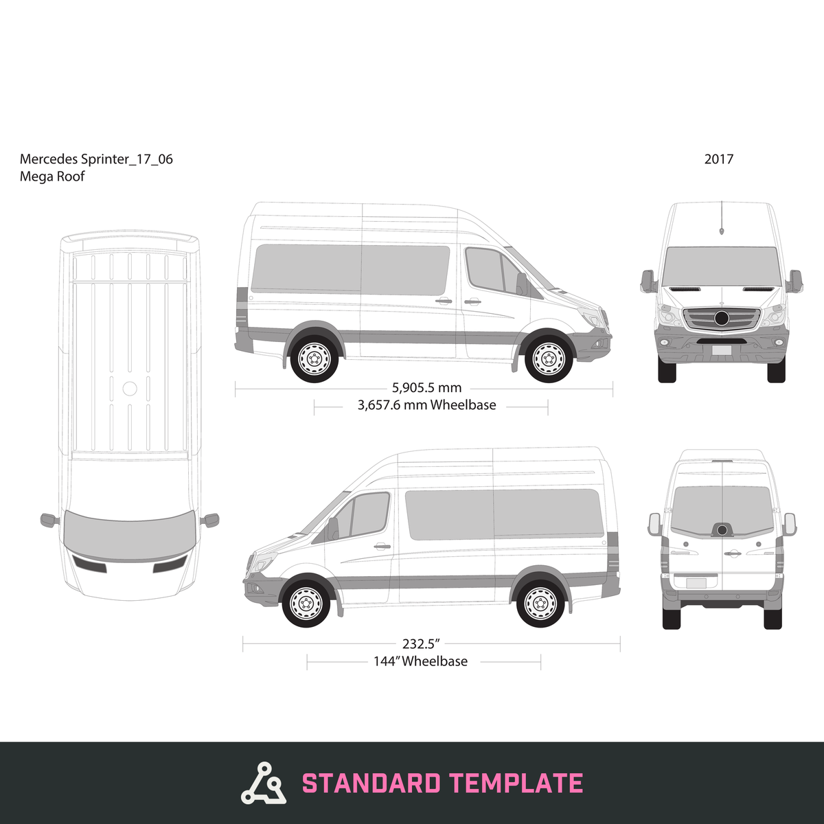2017 Mercedes Sprinter vector wrap template V06, Design-Ready PDF - GravBase