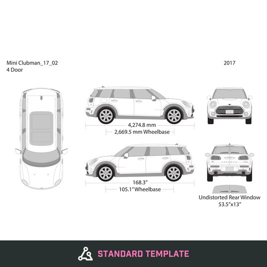 2017 Mini Cooper Mini Clubman vector wrap template, Design-Ready PDF - GravBase