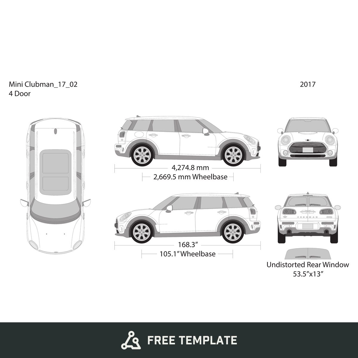 2017 Mini Cooper Mini Clubman free vector vehicle wrap template - GravBase