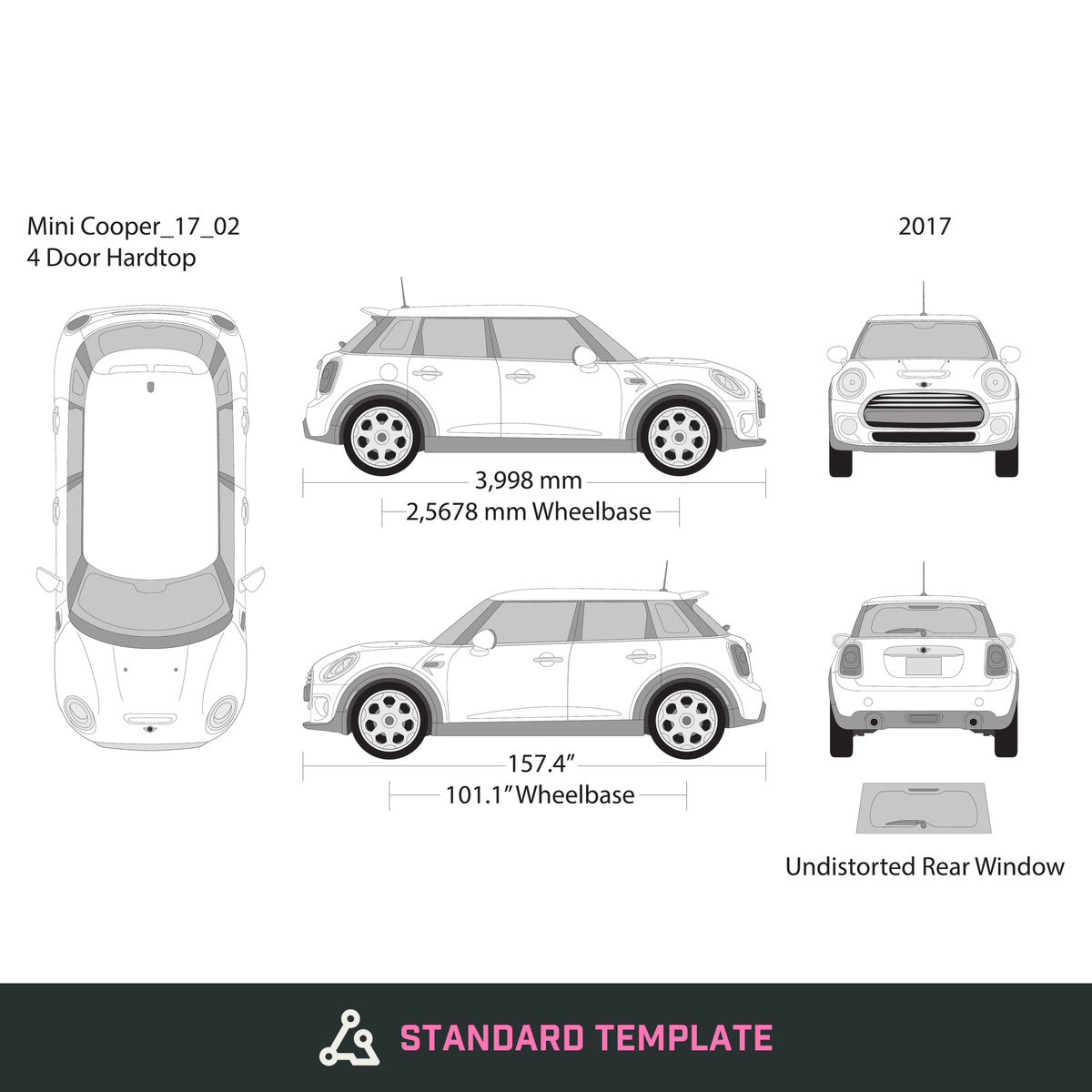 2017 Mini Cooper Mini Hardtop vector wrap template V02, Design-Ready PDF - GravBase