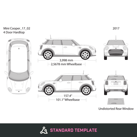 2017 Mini Cooper Mini Hardtop vector wrap template V02, Design-Ready PDF - GravBase