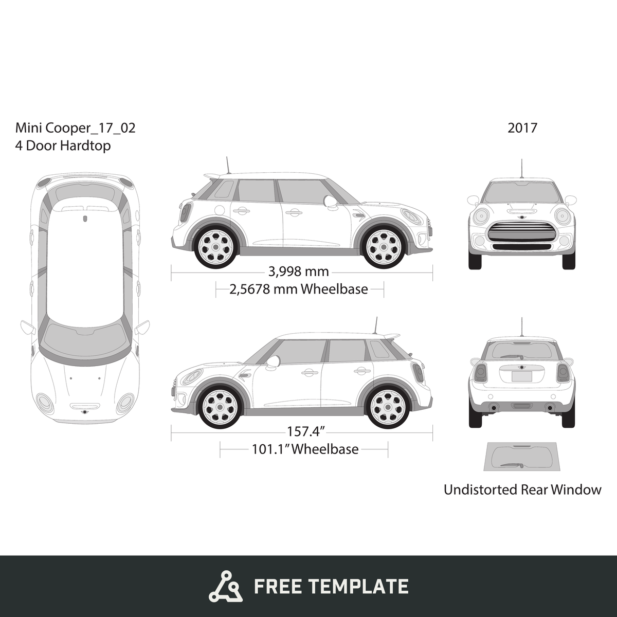 2017 Mini Cooper Mini Hardtop free vector vehicle wrap template - GravBase