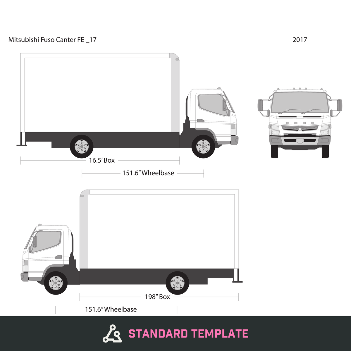 2017 Mitsubishi Fuso 17 01 vector wrap template, Design-Ready PDF - GravBase