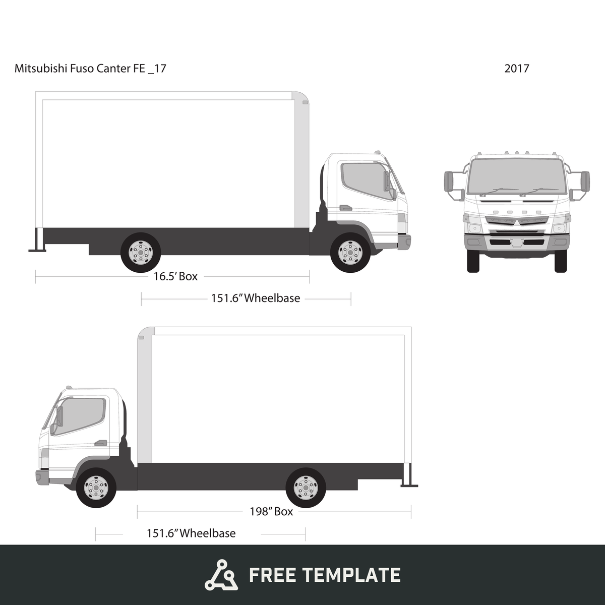 2017 Mitsubishi Fuso 17 01 free vector vehicle wrap template - GravBase