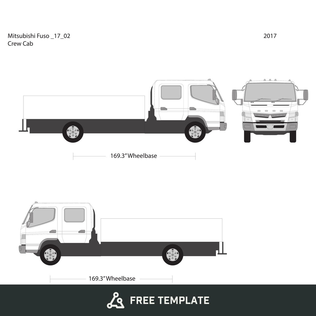 2017 Mitsubishi Fuso 17 02 free vector vehicle wrap template - GravBase
