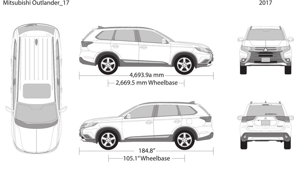 2017 Mitsubishi Outlander vector wrap template, Design-Ready PDF - GravBase
