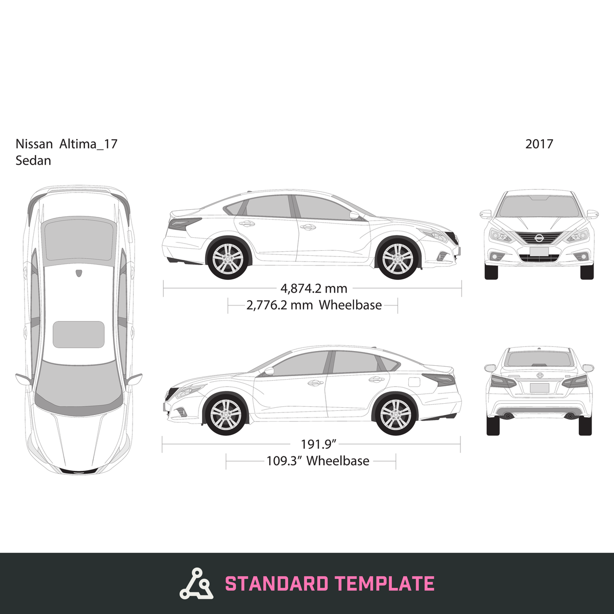2017 Nissan Altima vector wrap template, Design-Ready PDF - GravBase