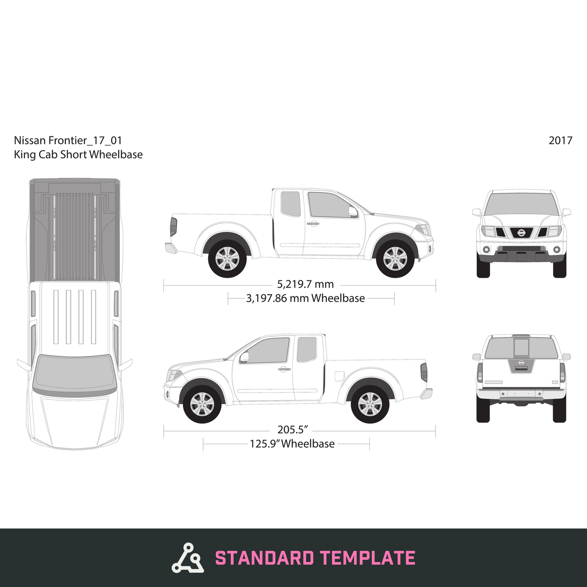 2017 Nissan Frontier vector wrap template V01, Design-Ready PDF - GravBase