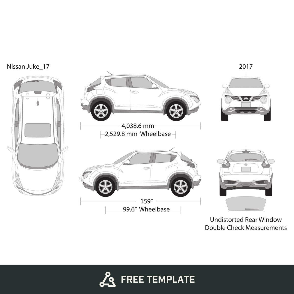 2017 Nissan Juke free vector vehicle wrap template - GravBase