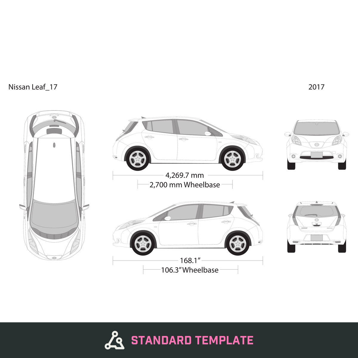 2017 Nissan Leaf vector wrap template, Design-Ready PDF - GravBase
