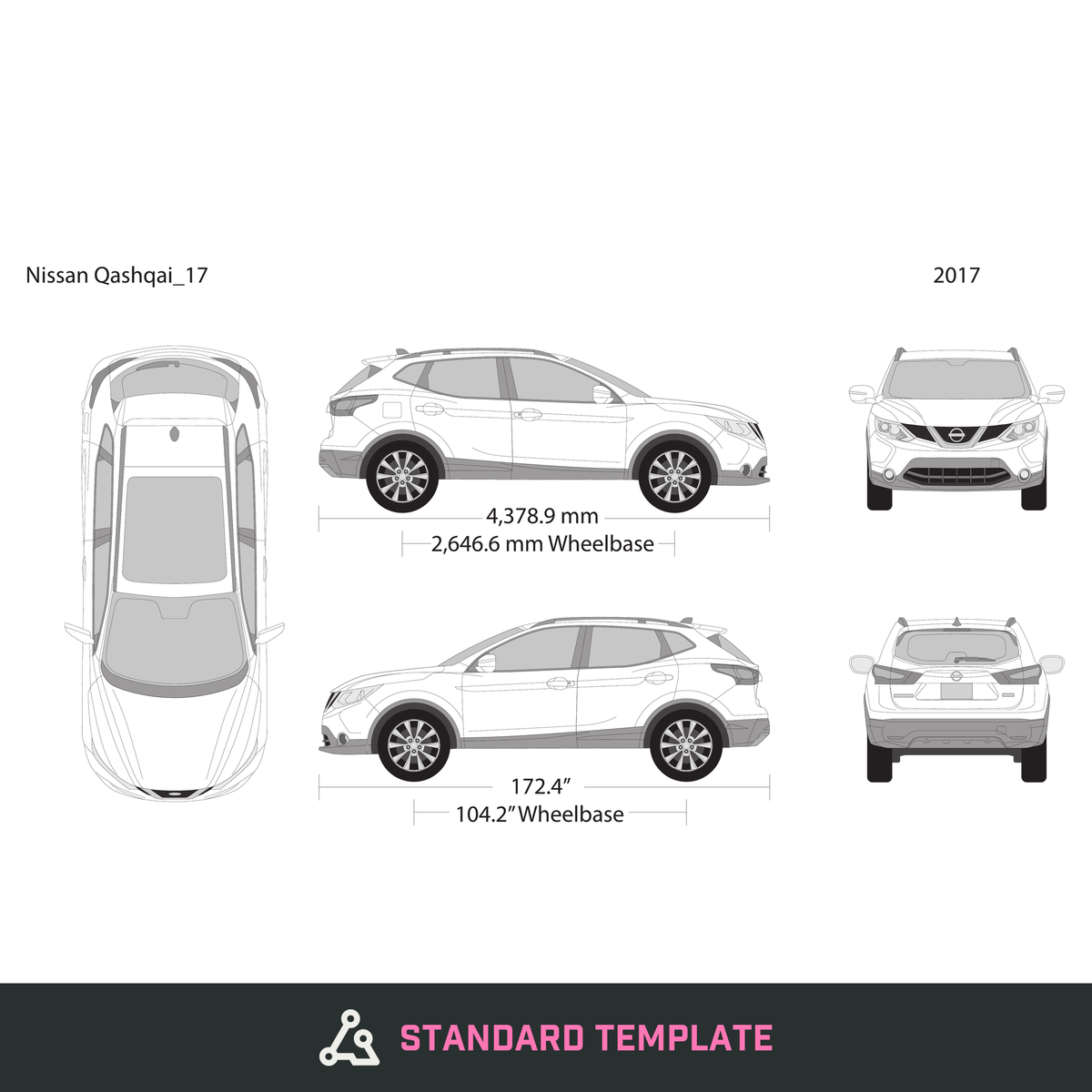 2017 Nissan Qashqai vector wrap template, Design-Ready PDF - GravBase