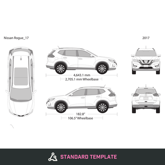 2017 Nissan Rogue vector wrap template, Design-Ready PDF - GravBase
