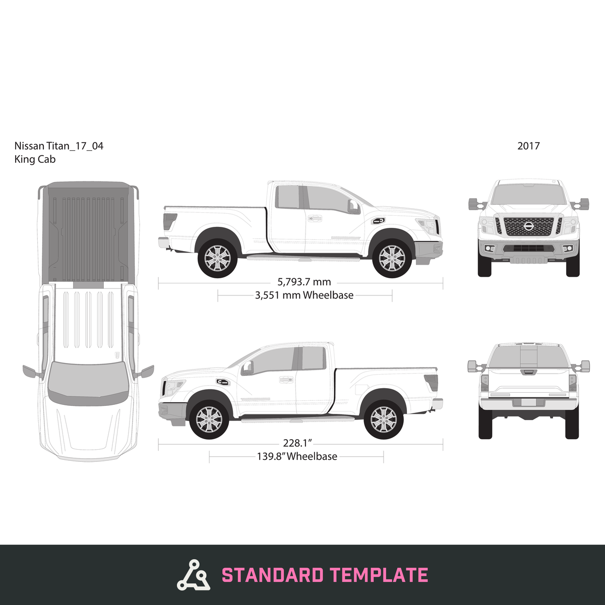 2017 Nissan Titan vector wrap template V04, Design-Ready PDF - GravBase