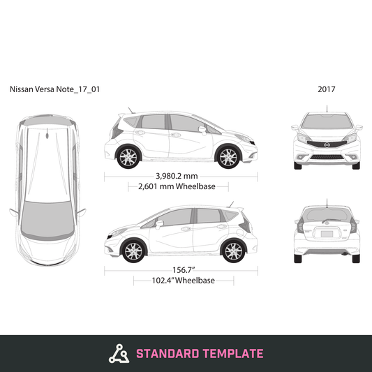 2017 Nissan Versa Note vector wrap template, Design-Ready PDF - GravBase