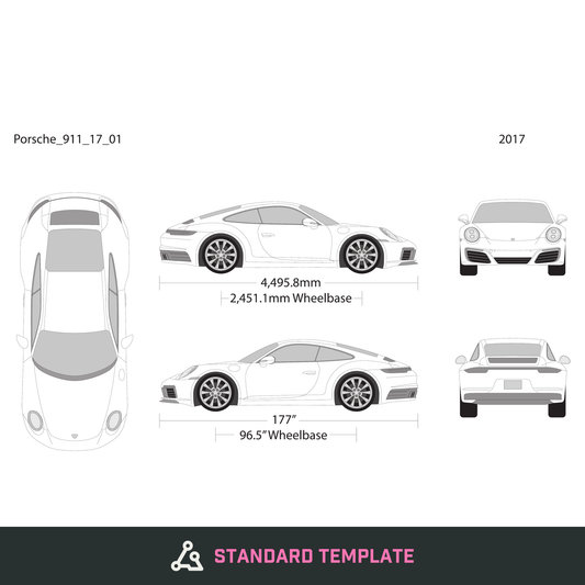 2017 Porsche 911 vector wrap template, Design-Ready PDF - GravBase