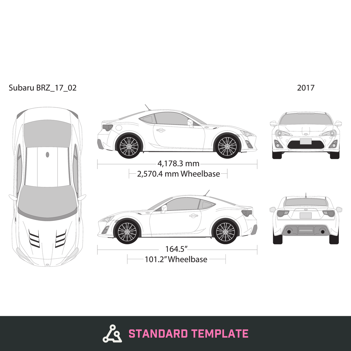 2017 Subaru BRZ vector wrap template V02, Design-Ready PDF - GravBase