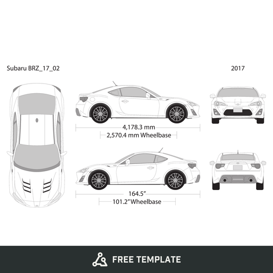 2017 Subaru BRZ free vector vehicle wrap template - GravBase