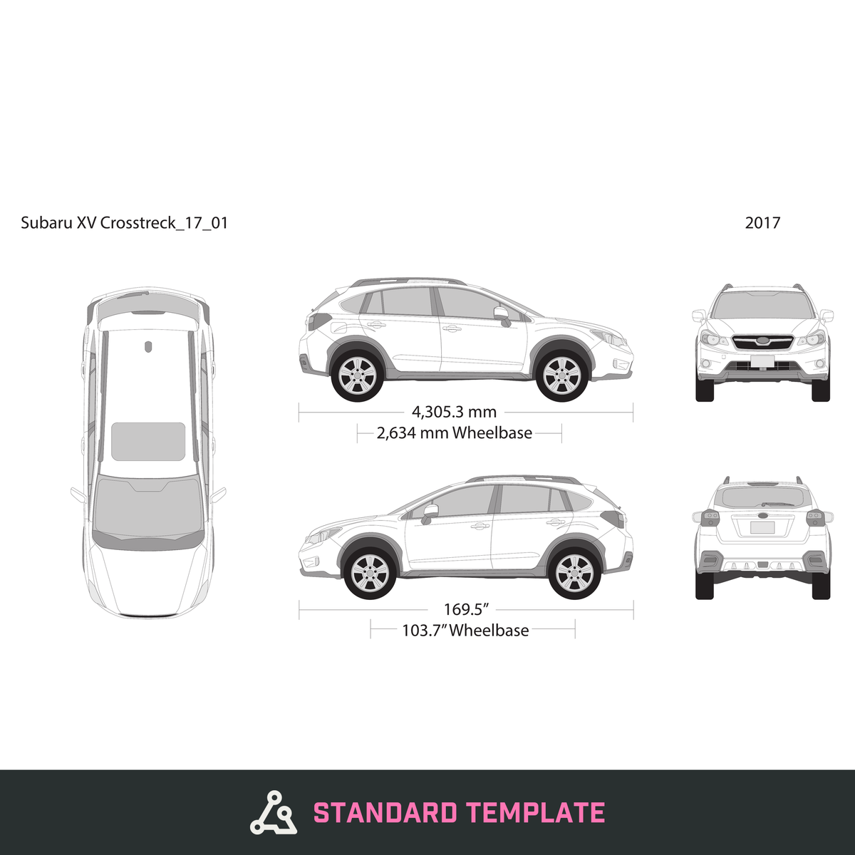 2017 Subaru XV Crosstrek vector wrap template, Design-Ready PDF - GravBase