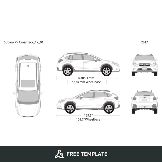 2017 Subaru XV Crosstrek free vector vehicle wrap template - GravBase