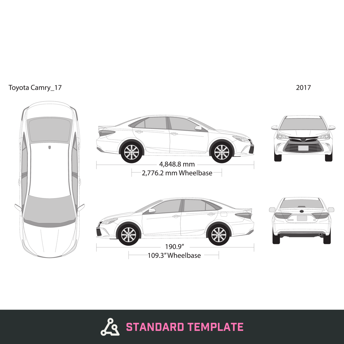 2017 Toyota Camry vector wrap template, Design-Ready PDF - GravBase