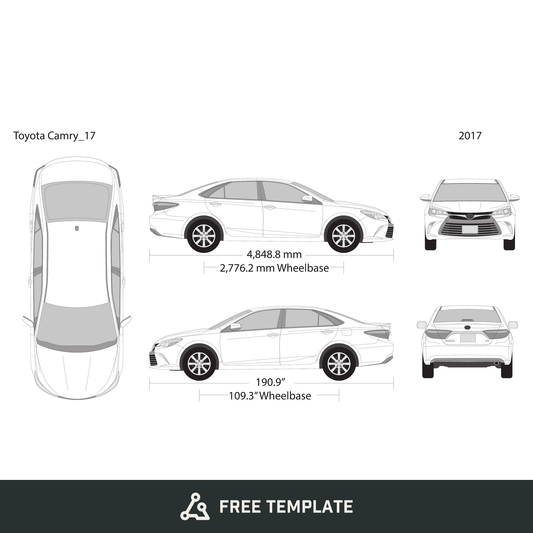 2017 Toyota Camry free vector vehicle wrap template - GravBase