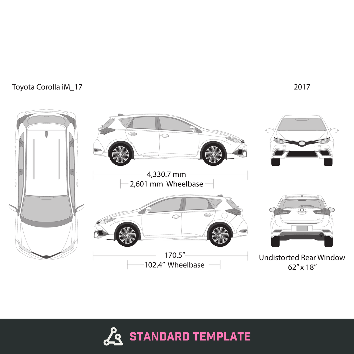 2017 Toyota Corolla Im vector wrap template, Design-Ready PDF - GravBase