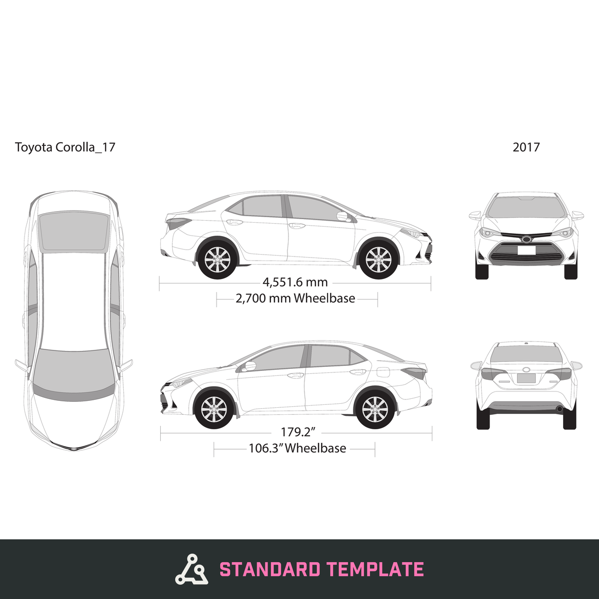 2017 Toyota Corolla vector wrap template, Design-Ready PDF - GravBase