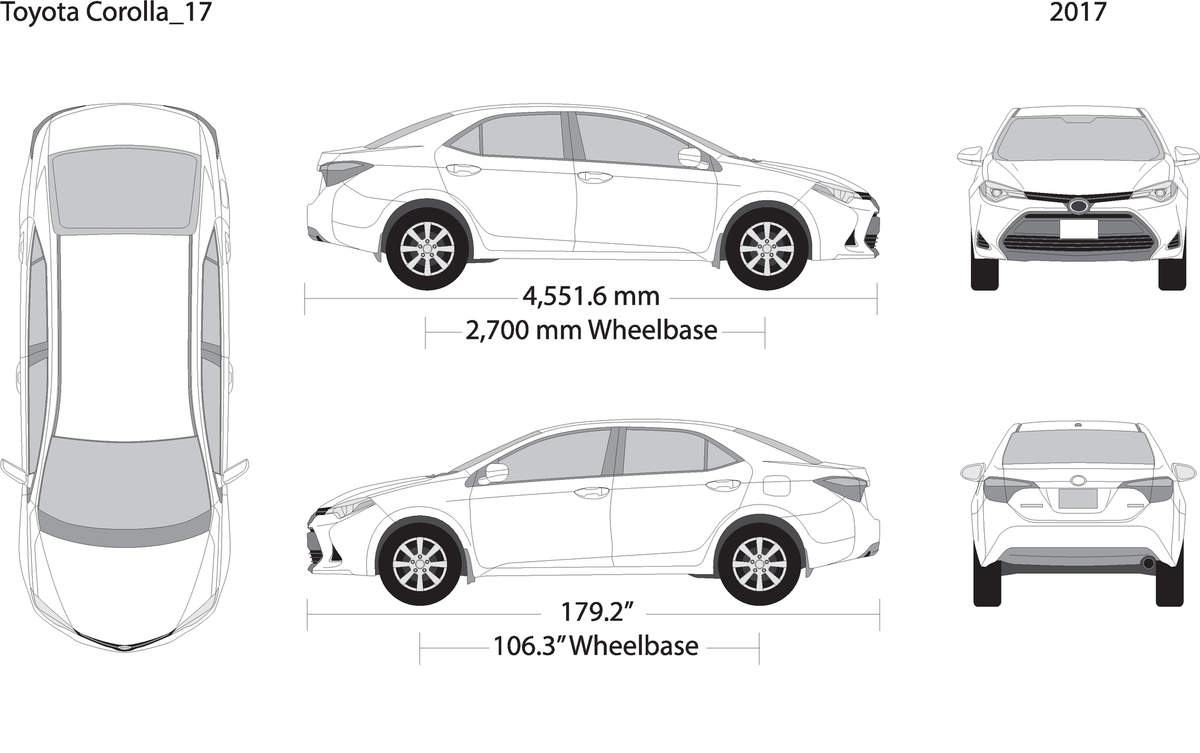 2017 Toyota Corolla V17 Vehicle Wrap Template