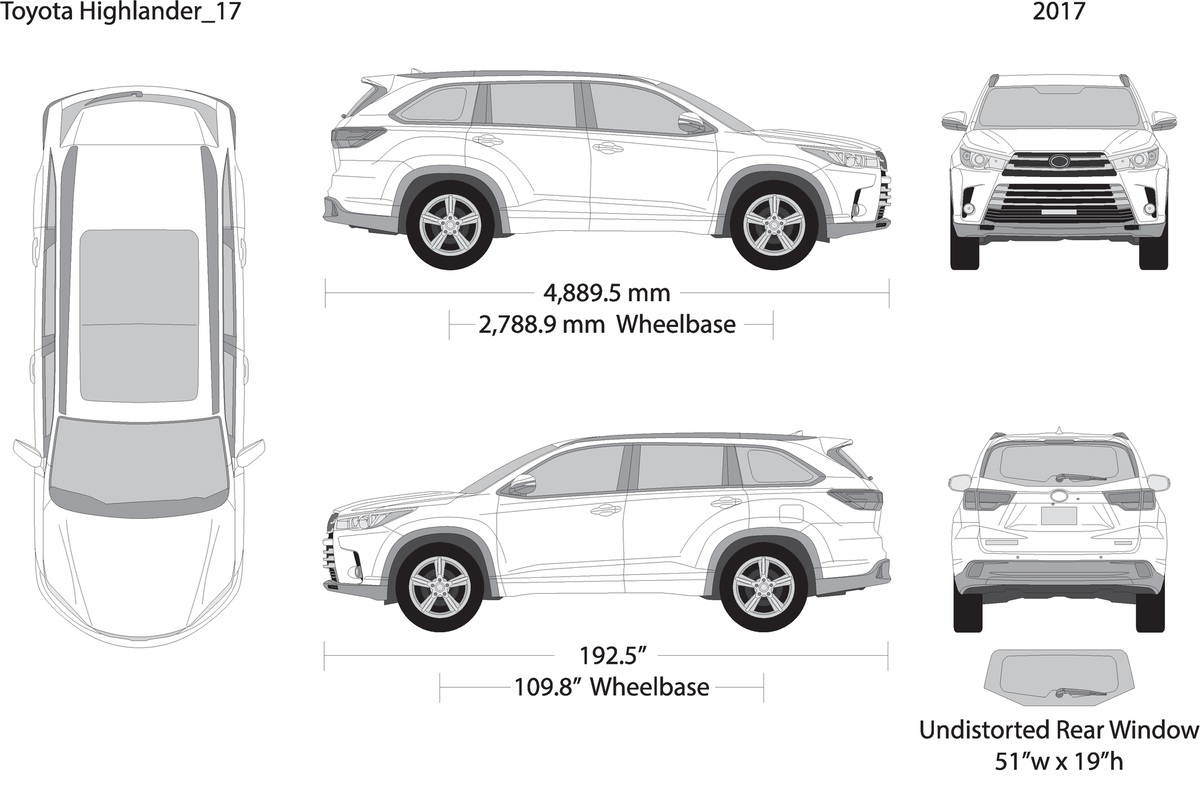 2017 Toyota Highlander V17 Vehicle Wrap Template