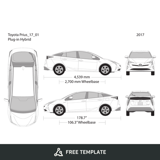 2017 Toyota Prius free vector vehicle wrap template - GravBase