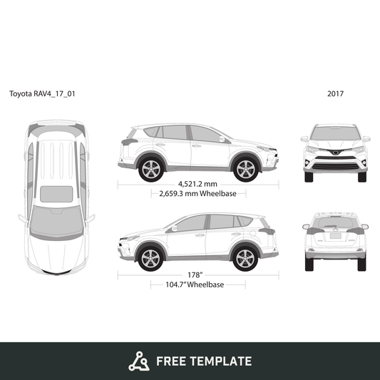 2017 Toyota RAV4 free vector vehicle wrap template - GravBase