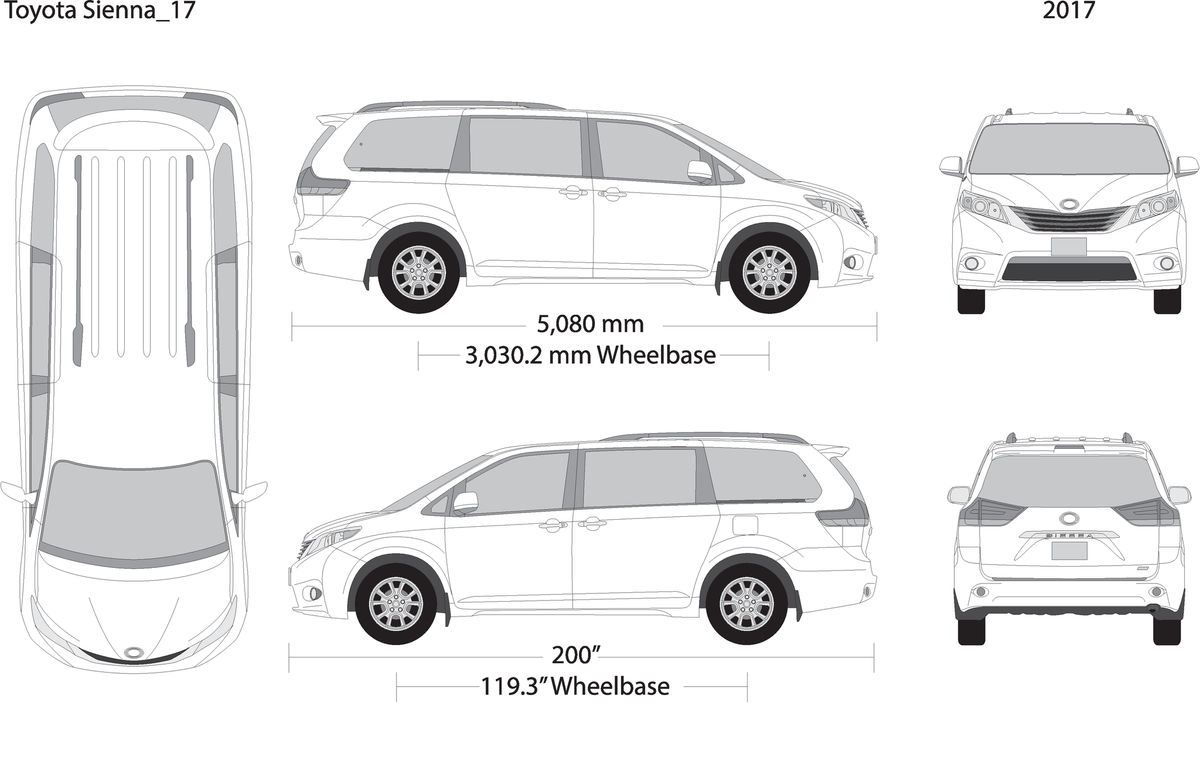 2017 Toyota Sienna V17 Vehicle Wrap Template