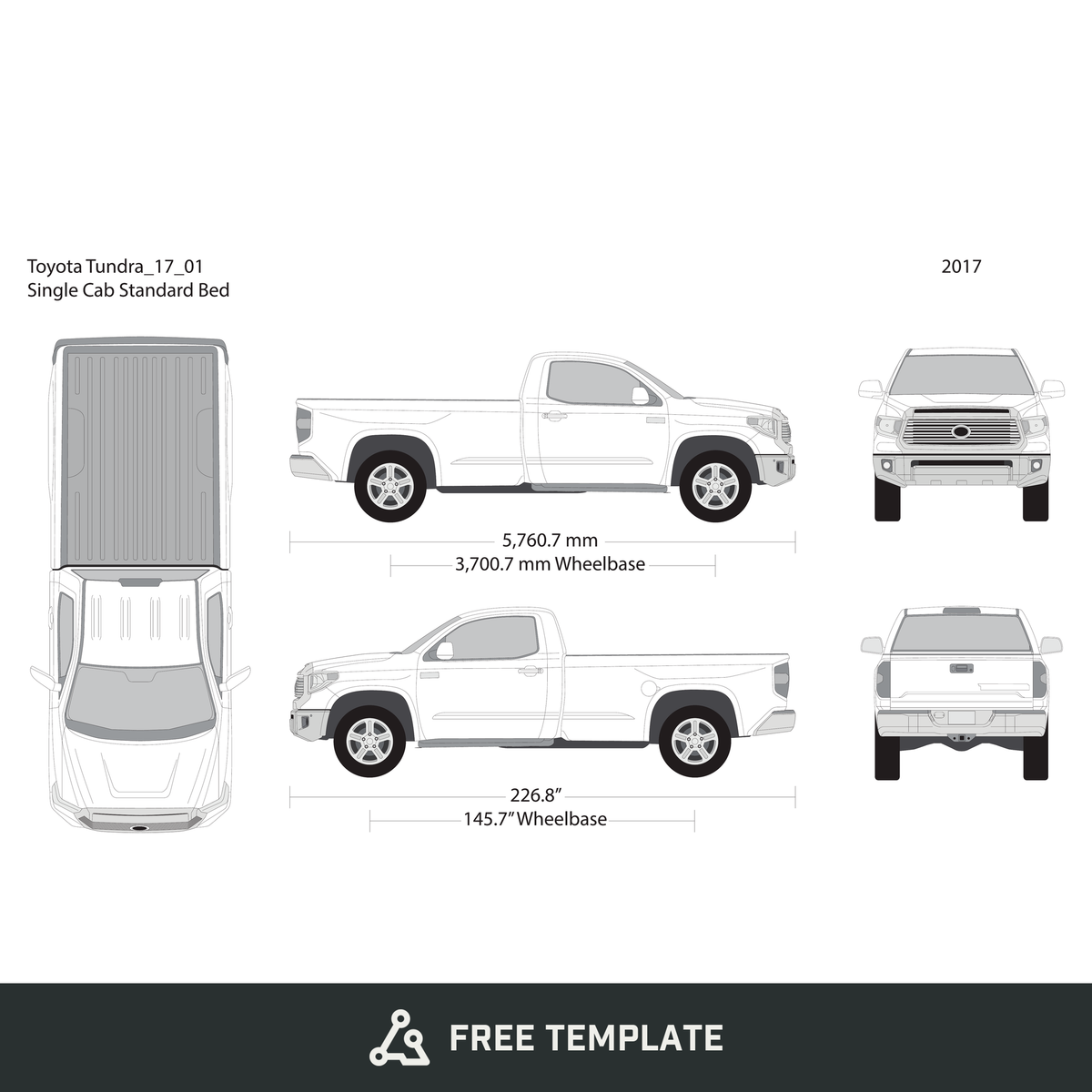 2017 Toyota Tundra free vector vehicle wrap template - GravBase