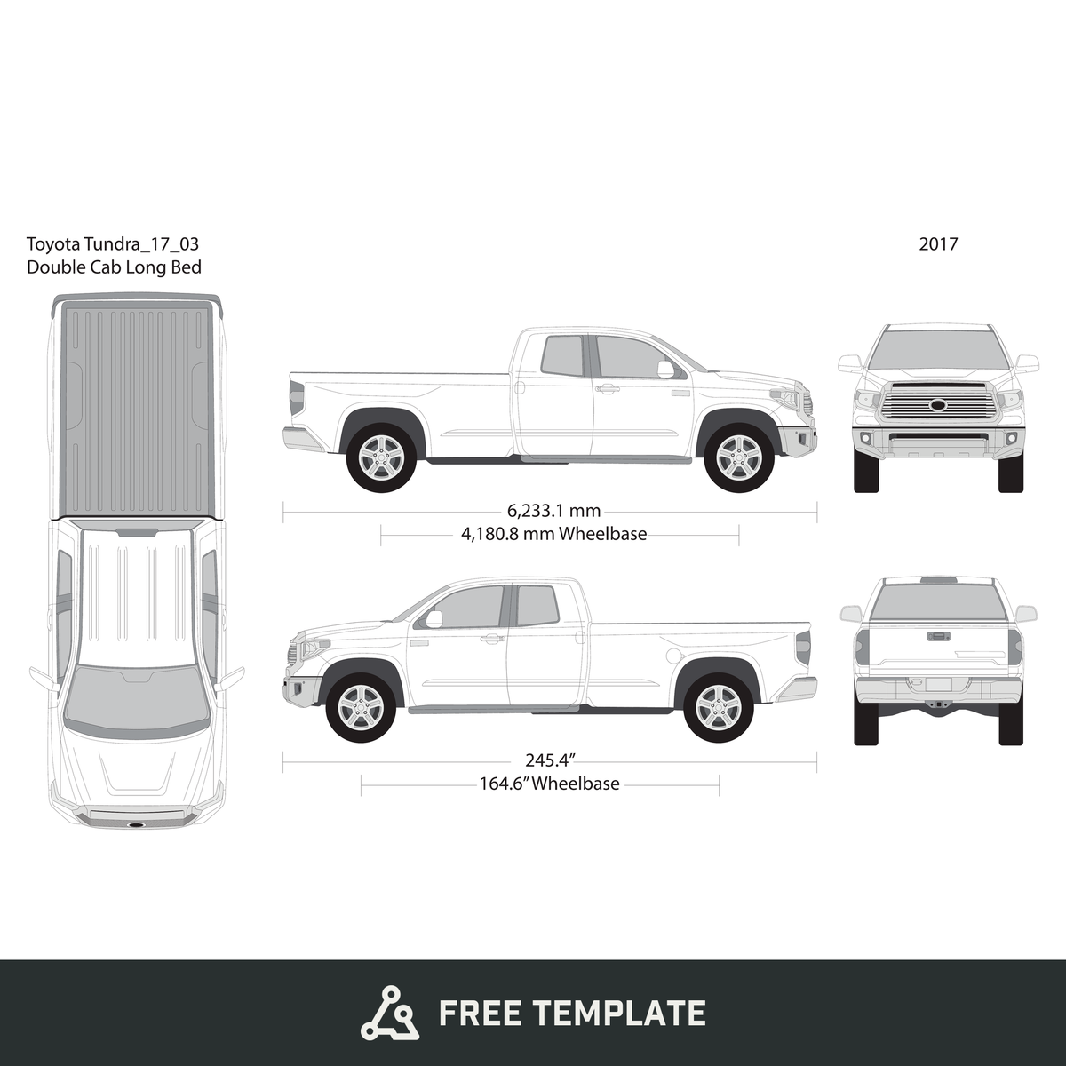 2017 Toyota Tundra free vector vehicle wrap template - GravBase