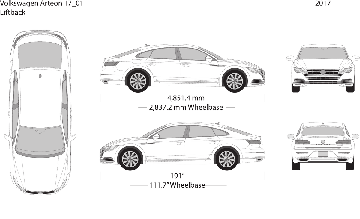 2017 Volkswagen Arteon vector wrap template, Design-Ready PDF - GravBase