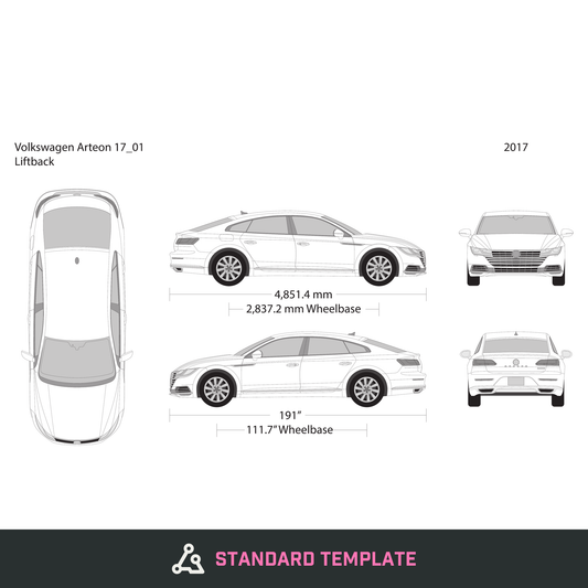 2017 Volkswagen Arteon vector wrap template, Design-Ready PDF - GravBase