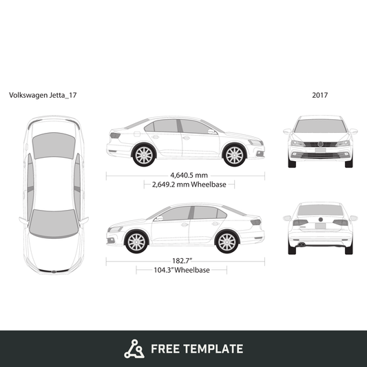 2017 Volkswagen Jetta free vector vehicle wrap template - GravBase