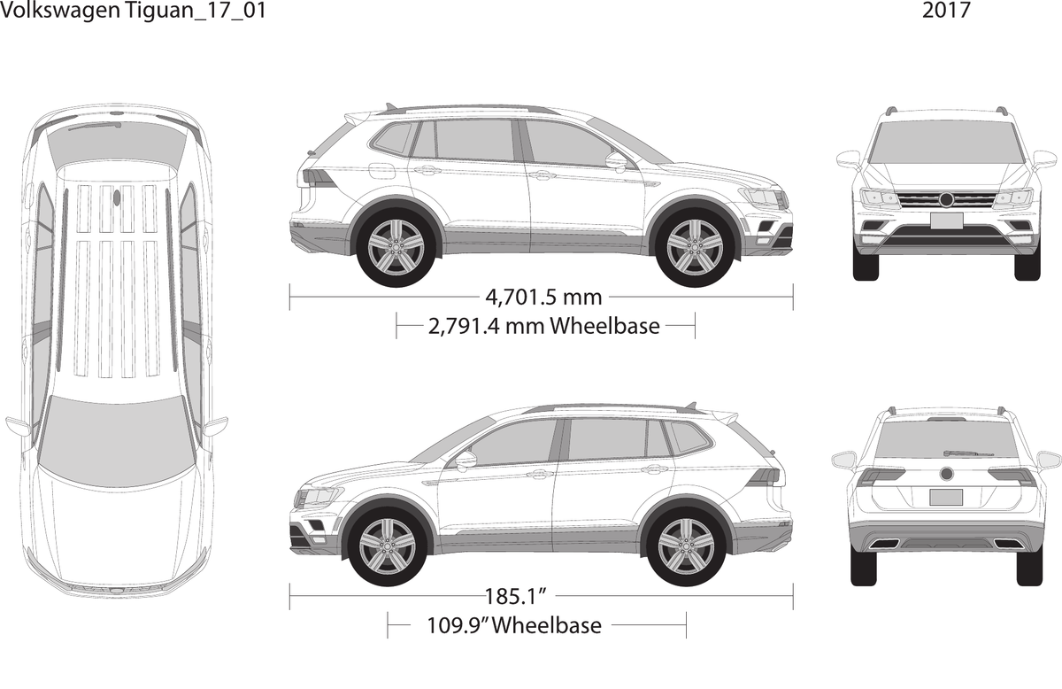 2017 Volkswagen Tiguan vector wrap template, Design-Ready PDF - GravBase