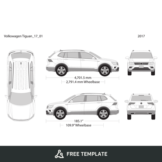2017 Volkswagen Tiguan free vector vehicle wrap template - GravBase