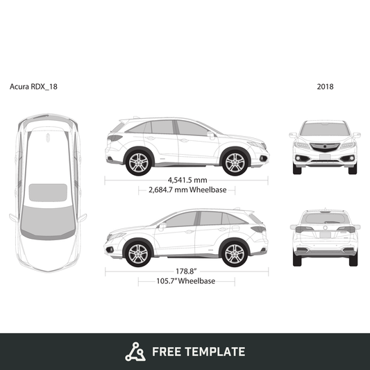 2018 Acura RDX free vector vehicle wrap template - GravBase