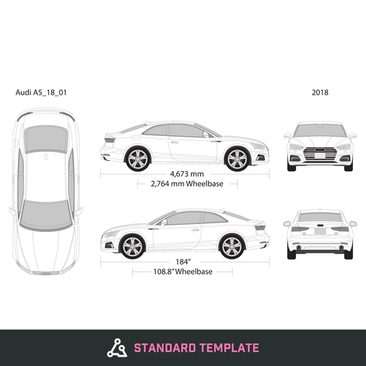 2018 Audi A5 vector wrap template, Design-Ready PDF - GravBase