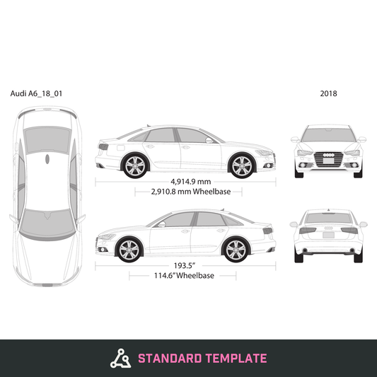 2018 Audi A6 vector wrap template, Design-Ready PDF - GravBase