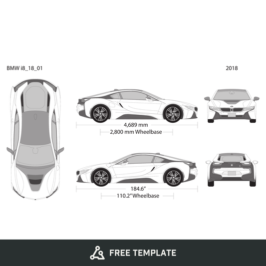 2018 BMW I8 free vector vehicle wrap template - GravBase