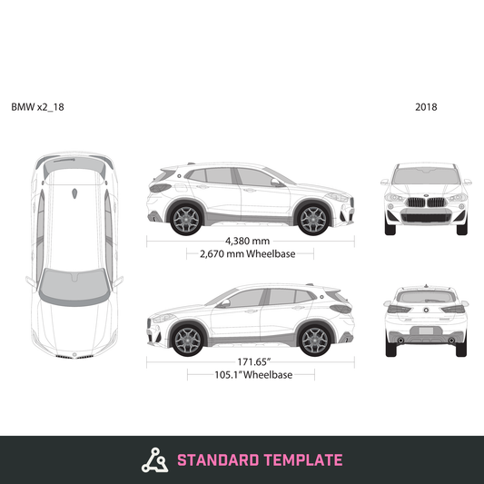 2018 BMW X2 vector wrap template, Design-Ready PDF - GravBase