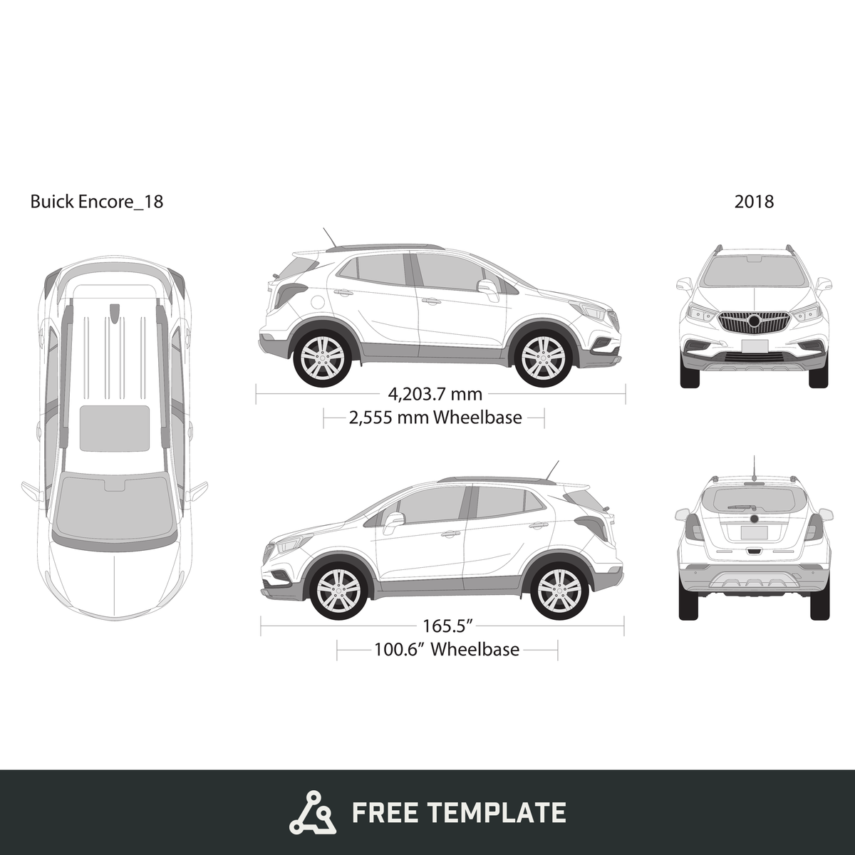 2018 Buick Encore free vector vehicle wrap template - GravBase